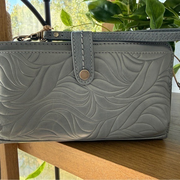 The Sak Bluish Gray Embossed Leather Wristlet/Crossbody - Picture 2 of 4